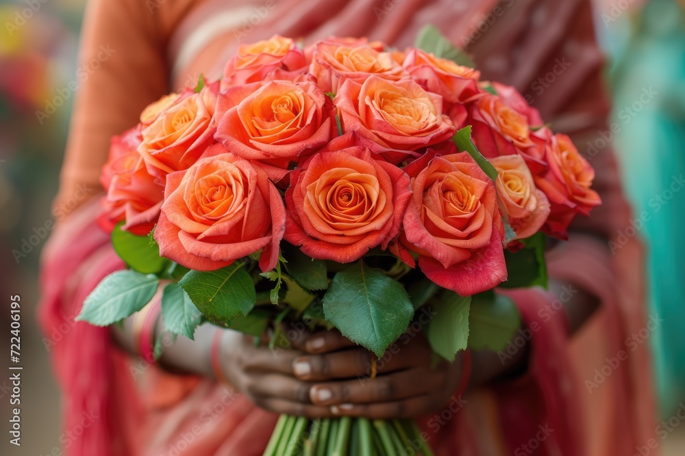 happy women's day flower, text, roses, hand holding by women holding bouquet, in the style of light red and dark maroon, captured essence of the moment, indian traditions, whitcomb-girls happy women's day flower, text, roses, hand holding by women holding bouquet, in the style of light red and dark maroon, captured essence of the moment, indian traditions, whitcomb-girls