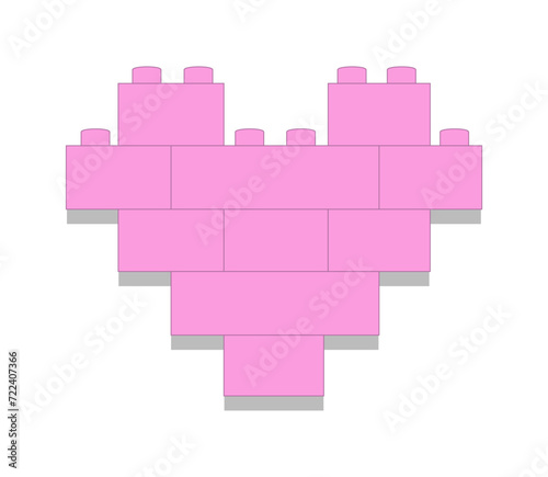 Pink heart made of blocks on white background vector illustration