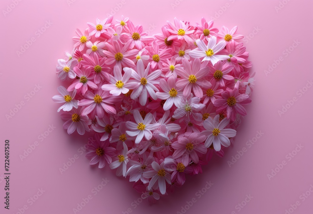 heart shaped flowers on pink background, in the style of contemporary candy-coated