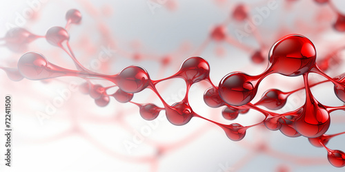 A red molecules on the white blur background, Molecules Illustration Of Red Molecule In 3d Rendering, Nanotechnology Atom molecule slowly rotating animation. Colored molecule rotating animation backgr