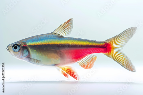 neon tetra fish in blank background
