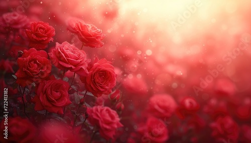 red roses background with light and dark shades, in the style of realistic, poster, soft mist © Tung's companion