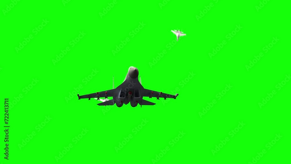 3d render of jet fighters in flight on green screen