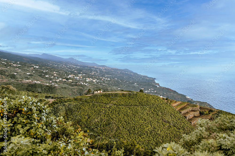 La Palma, Spain- December 26, 2023: Views from the Mirador de San Bartolome mountain top viewpoint on the island of La Palma in Spain's Canary Islands
La Palma, Spain- December 26, 2023: Views from the Mirador de San Bartolome mountain top viewpoint on the island of La Palma in Spain's Canary Islands