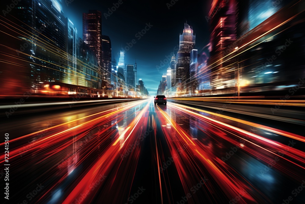 Fototapeta premium Neon lights. vibrant, richly-glowing lines and shapes evocative of a futuristic urban cityscape