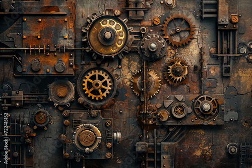 steampunk-inspired wallpaper with gears and mechanical contraptions