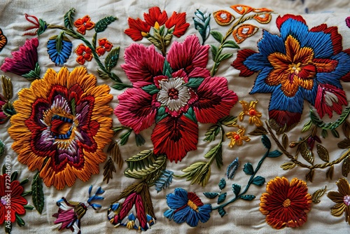 Colorful flowers embroidere...