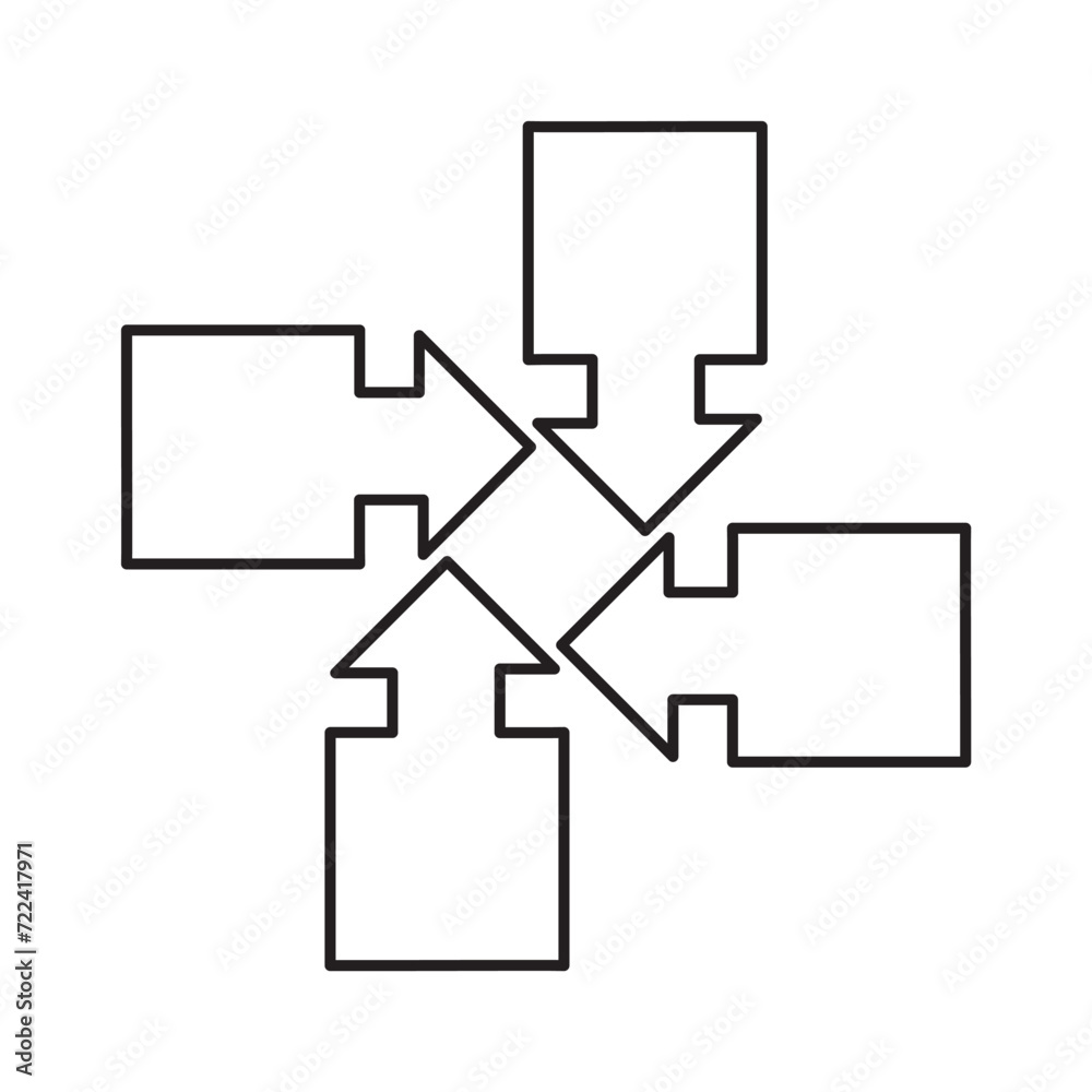 Vecteur Stock Three-way, two-way or one -way inward or outward pointing ...
