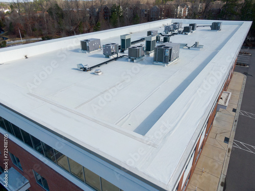 Drone Photos of TPO Commercial & Residential Roofing photo