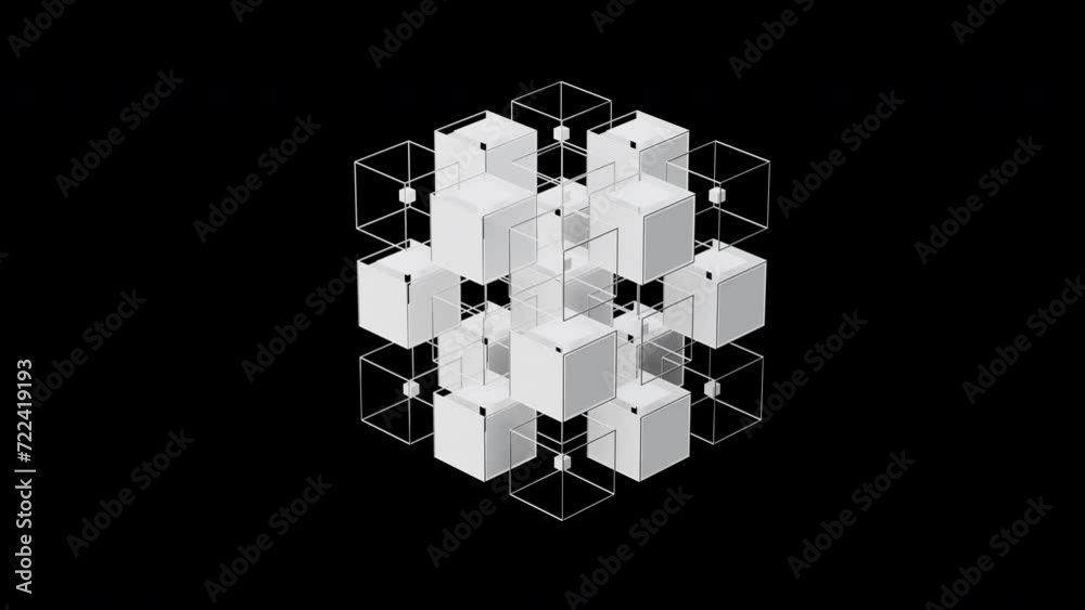 Futuristic White Cube 3D abstract seamless motion graphics