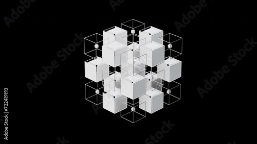 Futuristic White Cube 3D abstract seamless motion graphics