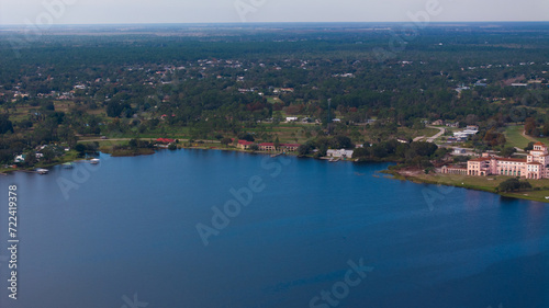 Drone view of lake Jackson Sebring Florida USA 