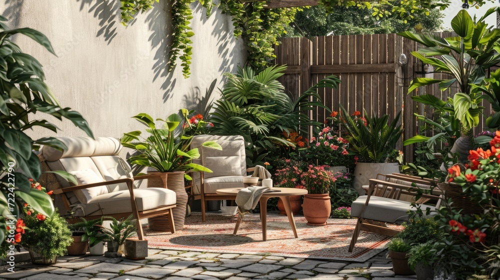 Tranquil Patio Living: A Comfortable Space for Lounging and Enjoying Nature