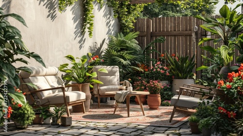 Tranquil Patio Living: A Comfortable Space for Lounging and Enjoying Nature