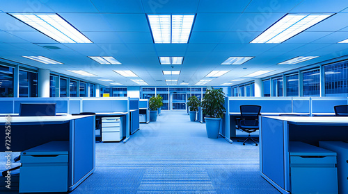 Business Office Modern Desk Room  Interior Space Working Design  Computer Window Chair Table  Corporate Furniture Empty Floor  Technology Clean Nobody  Light Architecture Indoor