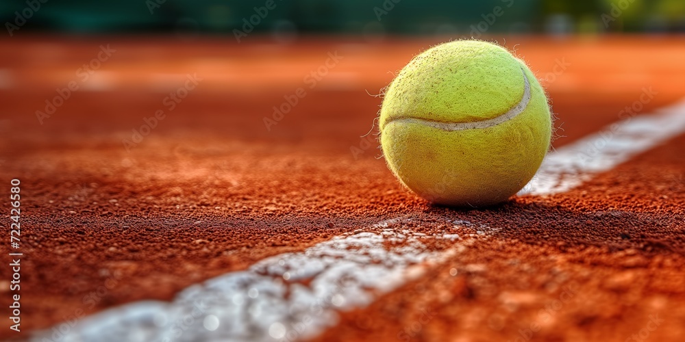 Tennis Ball Resting on Green Tennis Court
