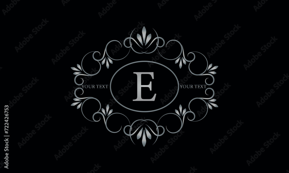 Logo design for hotel, restaurant and others. Monogram design with luxury letter E on dark background