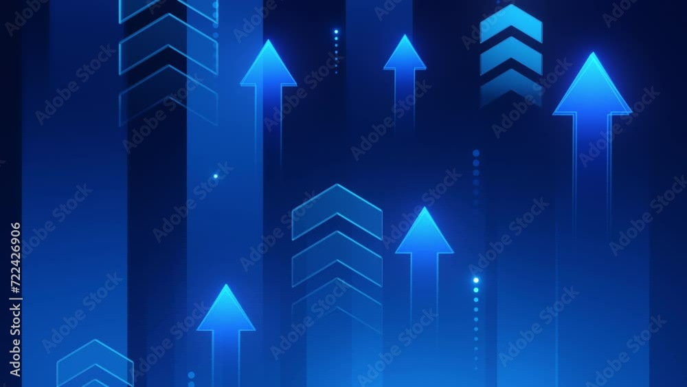 Arrow growth up animation, business growth to success background.