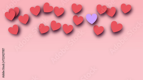 corazones sobre un papel color rosa sobre el dia del amor y la amistad photo