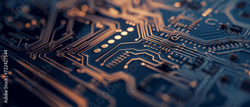 The intricate pathways of a circuit board trace the blueprint of modern computing power photo