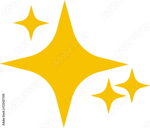 Retro futuristic sparkle twinkling star icon star shape. Abstract cool shine effect sign yellow flat vector design isolated on transparent background for posters  projects  banners  logo business card