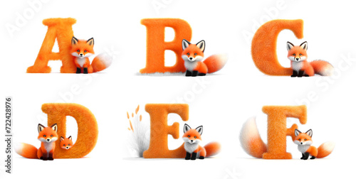 alphabet, alphabet for kids, 3d alphabet, alphabet with foxes, interesting alphabet