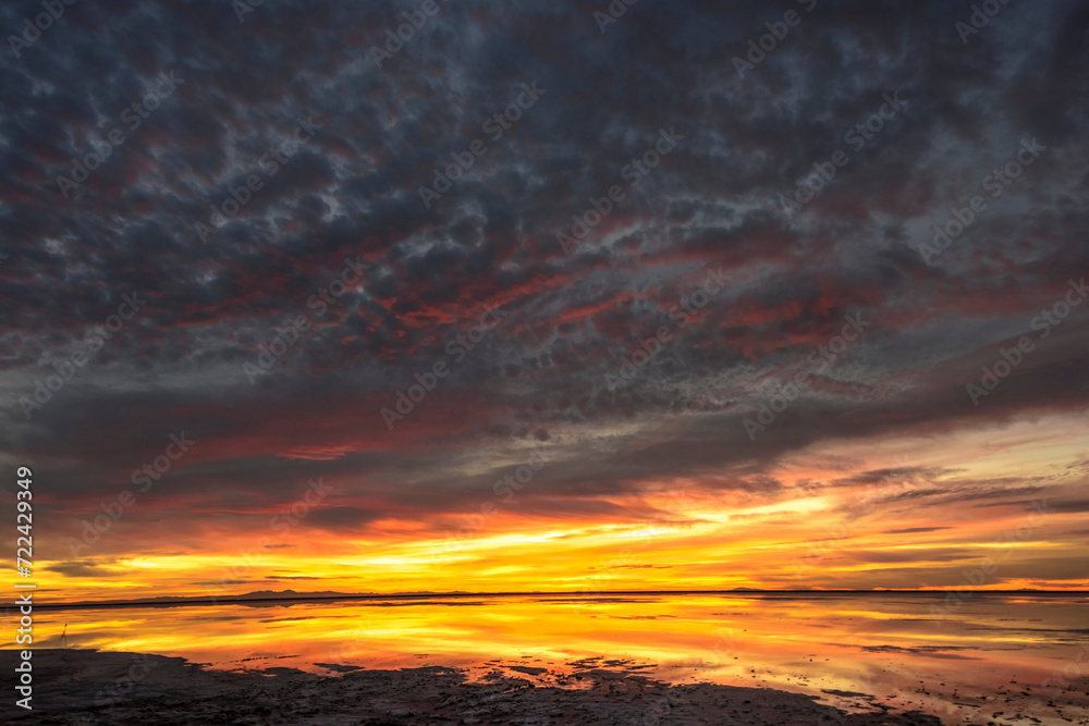 Beautiful Dawn at Salt Flats - 4K Ultra HD Image of Tranquil Desert Landscape