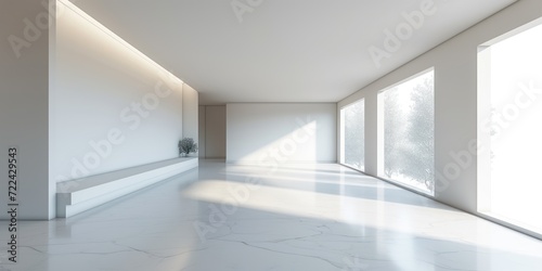 Interior Space. Empty White Room Background with a White Floor. .