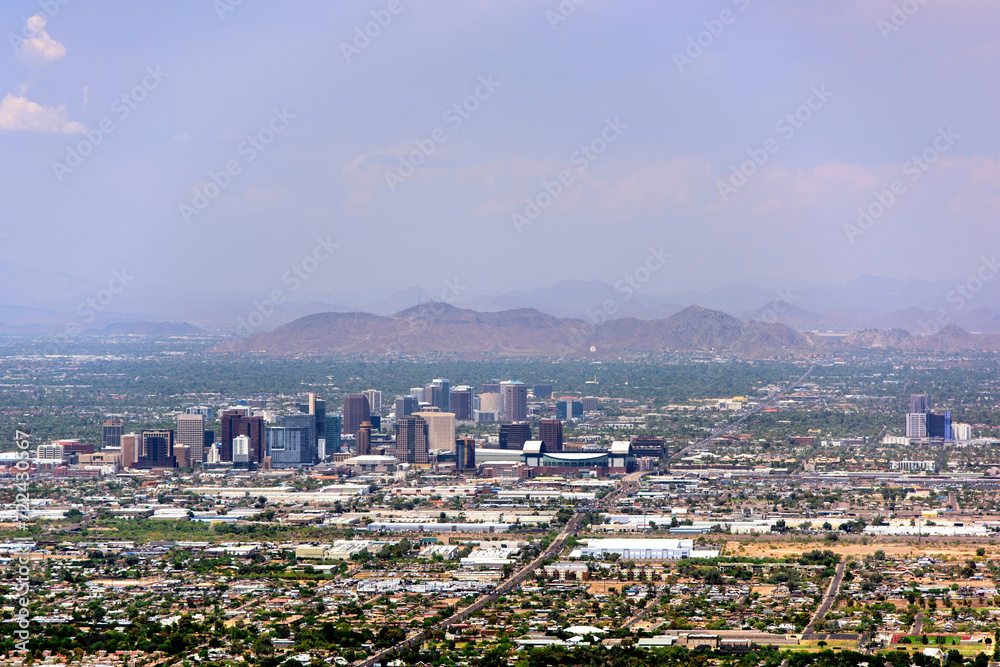 Downtown Skyline Aerial View of Phoenix on a Sunny Day - Captivating 4K Ultra HD Cityscape