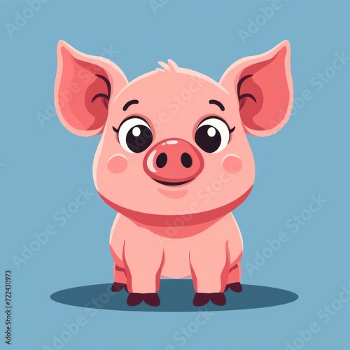 Cute Happy baby pig Cartoon Illustration. Animal Nature Icon Concept Isolated Flat Cartoon Style