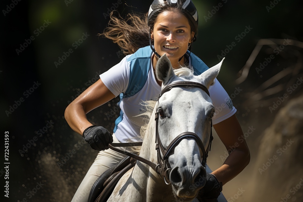 Obraz premium Elegant horseback rider displaying skill and grace in a competitive equestrian event