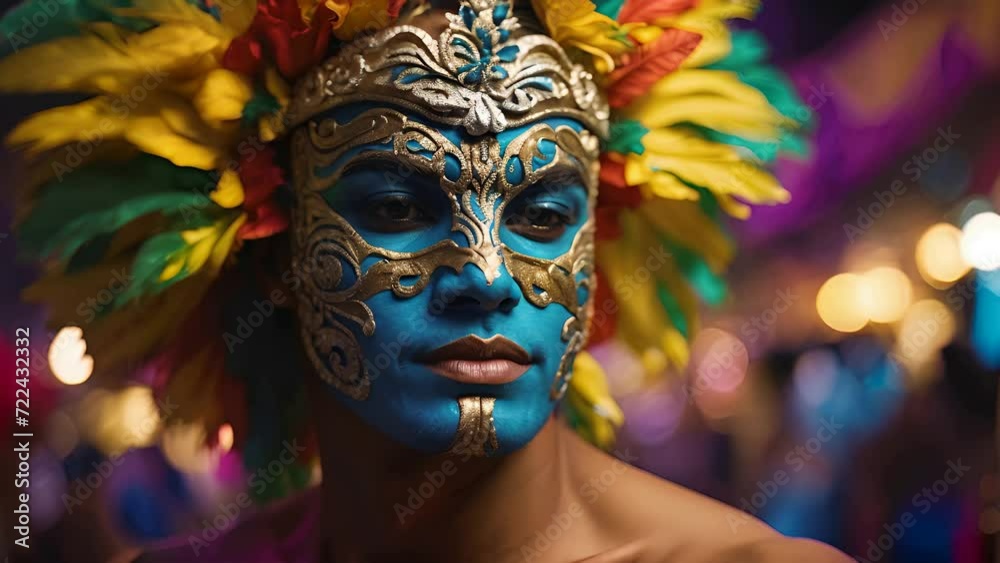 man with brazilian carnival mask man with brazilian carnival mask