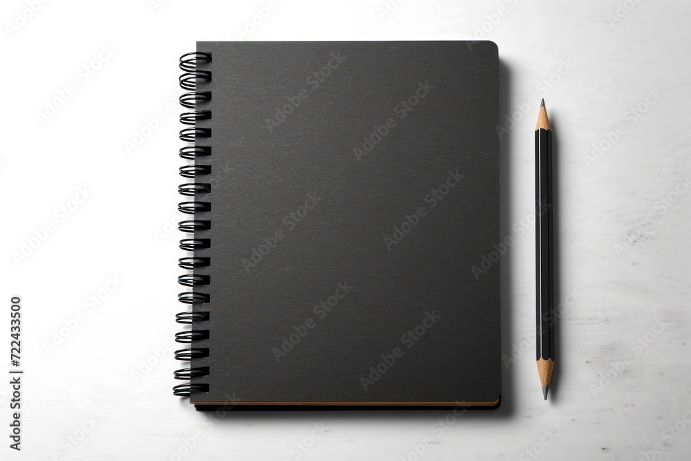 Spiral bound notebook mockup template with black paper cover isolated on a transparent background, PNG. High resolution. Spiral bound notebook mockup template with black paper cover isolated on a transparent background, PNG. High resolution.