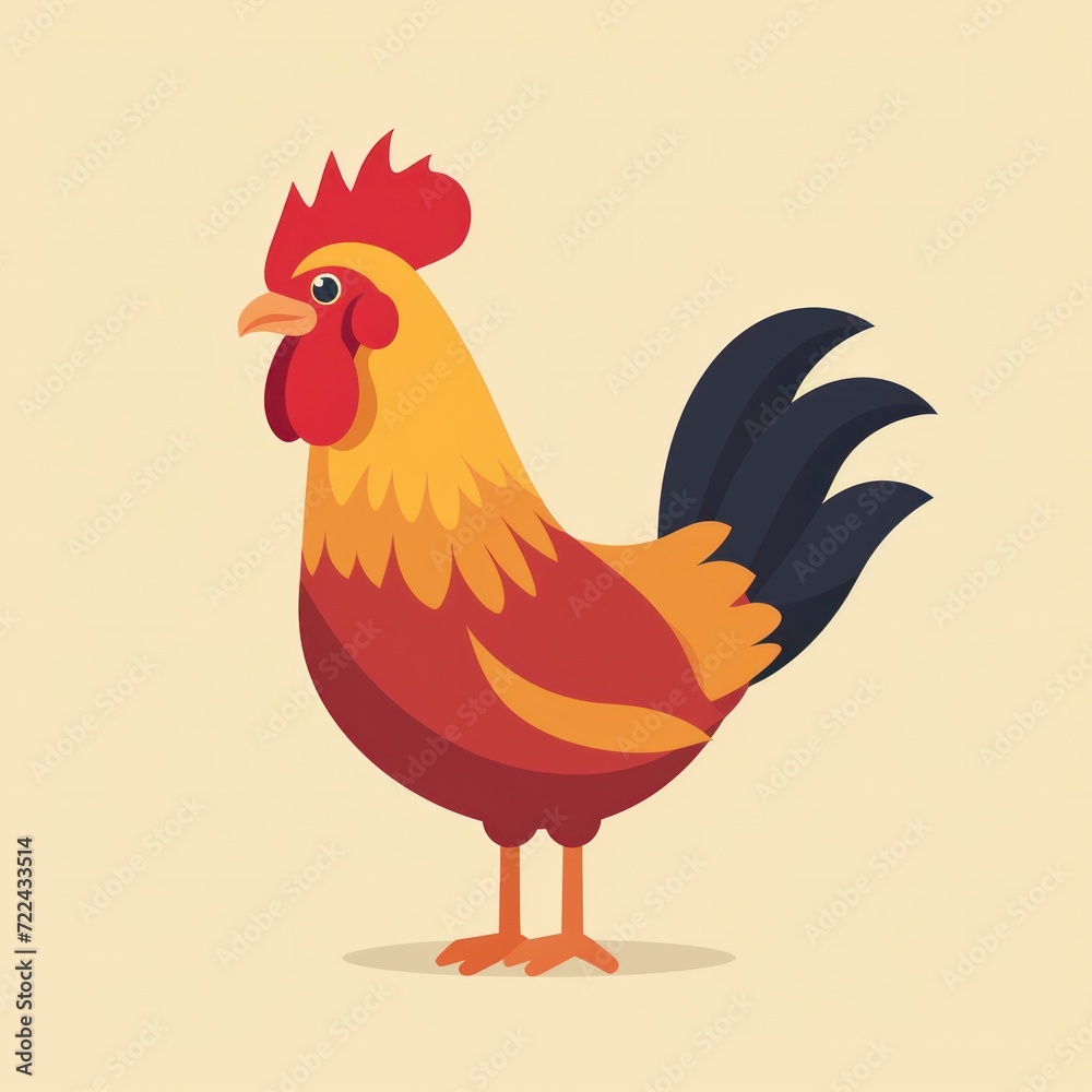 Farm rooster or chicken sketch hand drawn illustration, cartoon flat style Farm rooster or chicken sketch hand drawn illustration, cartoon flat style