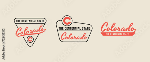 Vector set of vintage logos, emblems, silhouettes and design elements of the state of Colorado, USA.