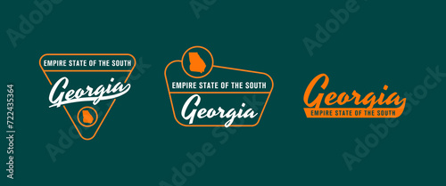 Georgia - Peach State. Georgia state logo, label, poster. Vintage poster. Print for T-shirt, typography. Vector illustration