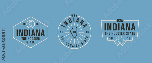 Indiana - The Hoosier State. Indiana state logo, label, poster. Vintage poster. Print for T-shirt, typography. Vector illustration photo