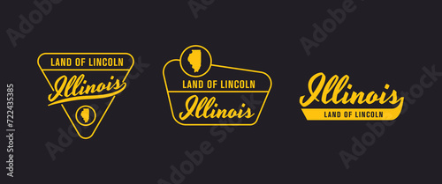 Illinois - Land of Lincoln. Illinois state logo, label, poster. Vintage poster. Print for T-shirt, typography. Vector illustration photo