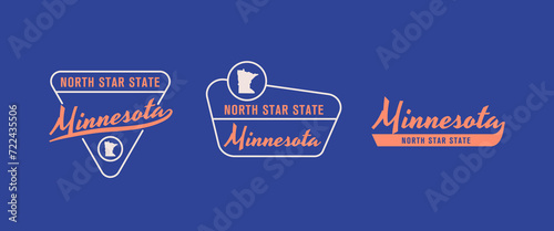 Minnesota - North Star State. Minnesota state logo, label, poster. Vintage poster. Print for T-shirt, typography. Vector illustration