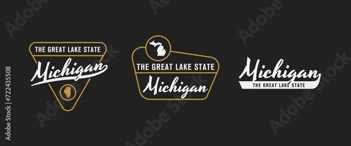Michigan - The Great Lake State. Michigan state logo, label, poster. Vintage poster. Print for T-shirt, typography. Vector illustration photo