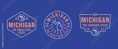 Michigan - The Great Lake State. Michigan state logo, label, poster. Vintage poster. Print for T-shirt, typography. Vector illustration