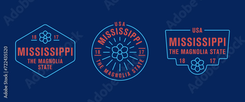 Mississippi - The Magnolia State. Mississippi state logo, label, poster. Vintage poster. Print for T-shirt, typography. Vector illustration