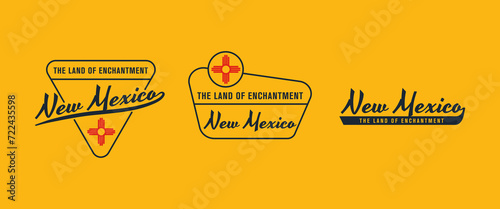 New Mexico - The Land of Enchantment. New Mexico state logo, label, poster. Vintage poster. Print for T-shirt, typography. Vector illustration