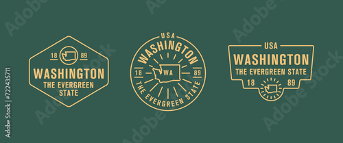 Washington - The Evergreen State. Washington state logo, label, poster. Vintage poster. Print for T-shirt, typography. Vector illustration