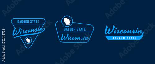 Wisconsin - Badger State. Wisconsin state logo, label, poster. Vintage poster. Print for T-shirt, typography. Vector illustration photo