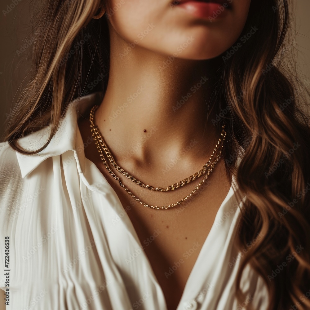 a woman wearing a necklace