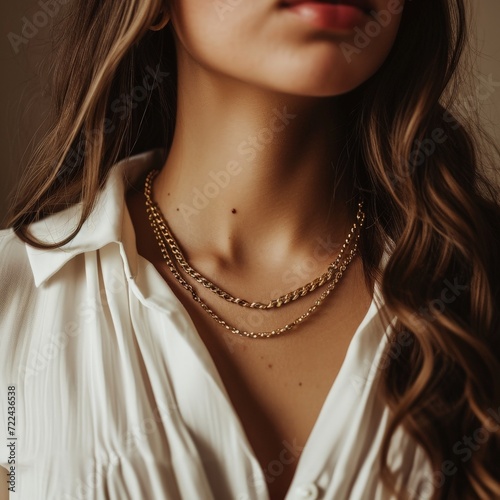 a woman wearing a necklace photo