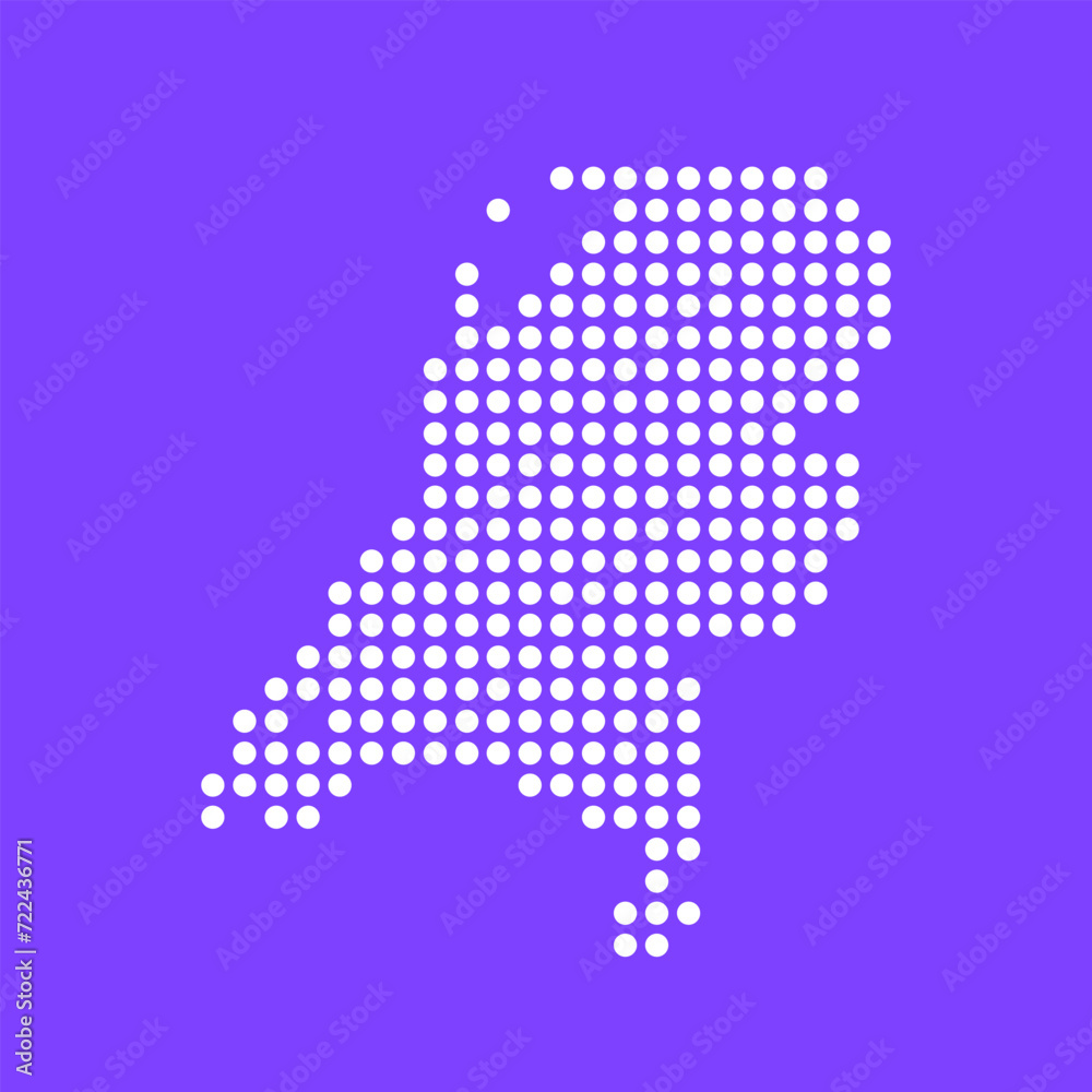 Fototapeta premium Vector square pixel dotted map of Netherlands isolated on background. Digital map logo.