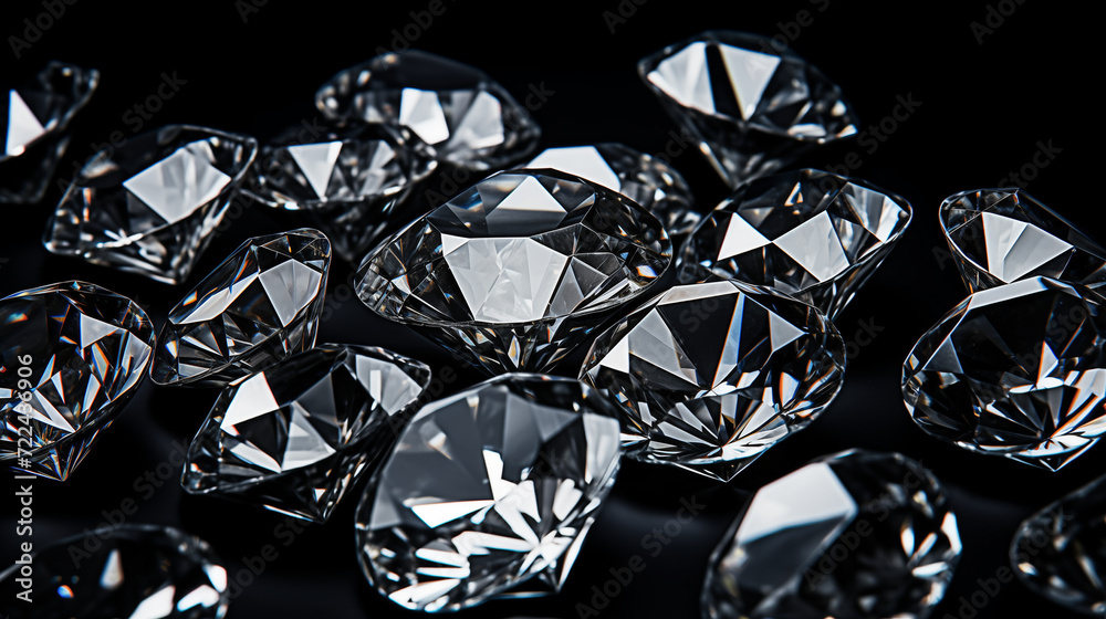 Shiny white diamonds on a black background Shiny white diamonds on a black background