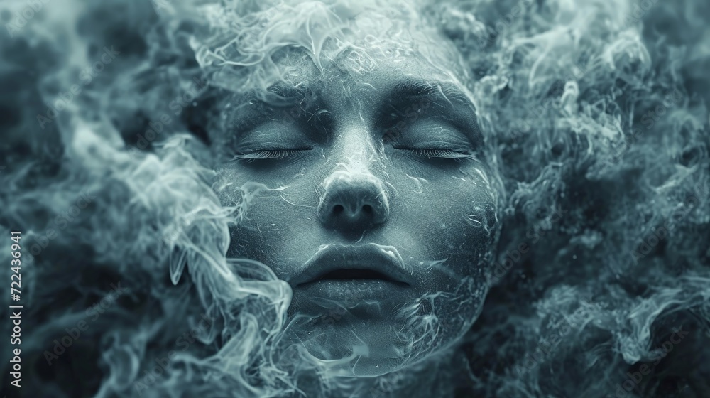 a woman with smoke in her face